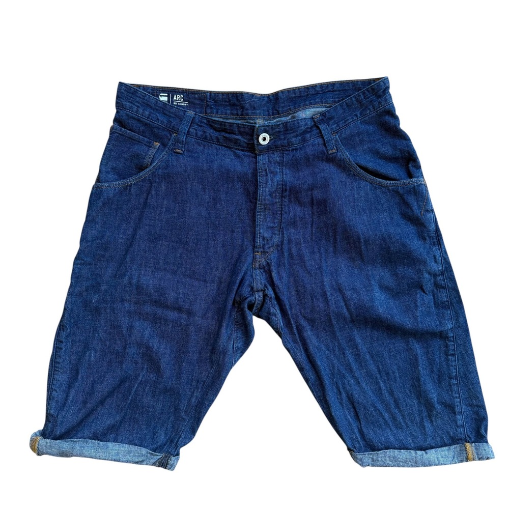 G Star RAW Men Arc 3D Short Dark Wash Denim Button Fly Jeans 33